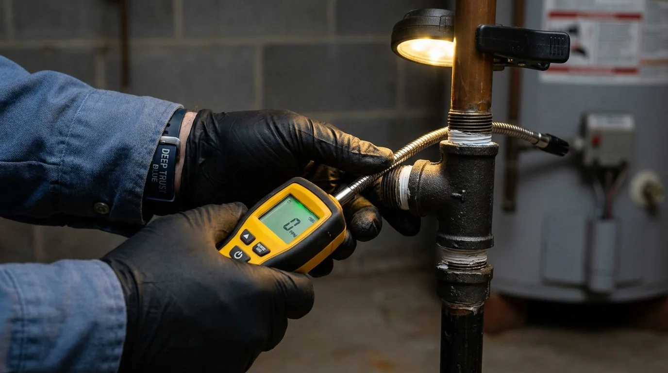 Gas leak detection with electronic sniffer by Johns Plumbing LLC in Franklin Park