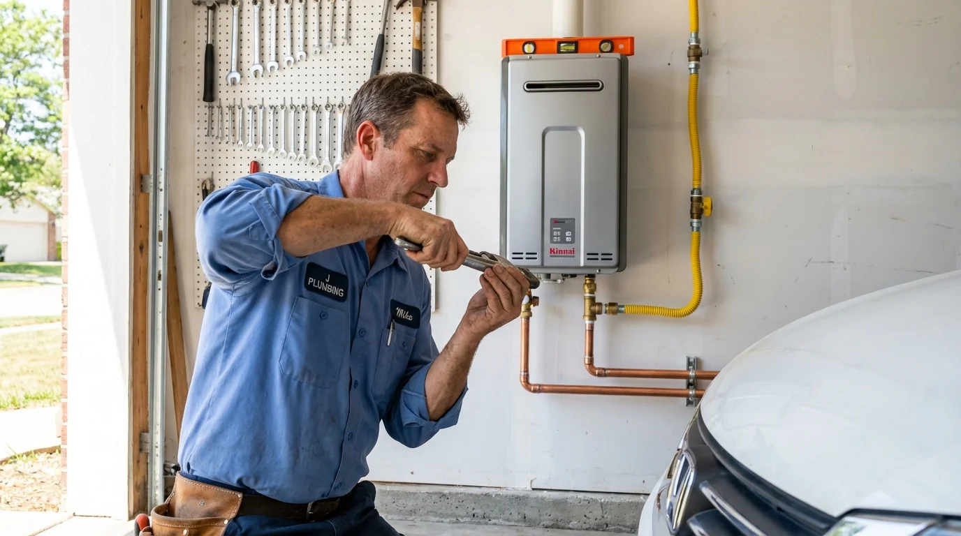 Tankless water heater installation by a Johns Plumbing LLC plumber in Franklin Park